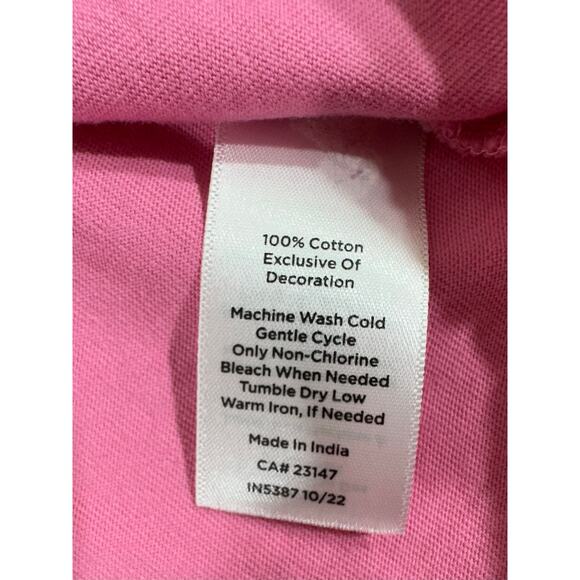 Talbots Top Size Small Pink Puff Pleated 3/4 Sleeve Embroidered 100% Cotton - Picture 3 of 6